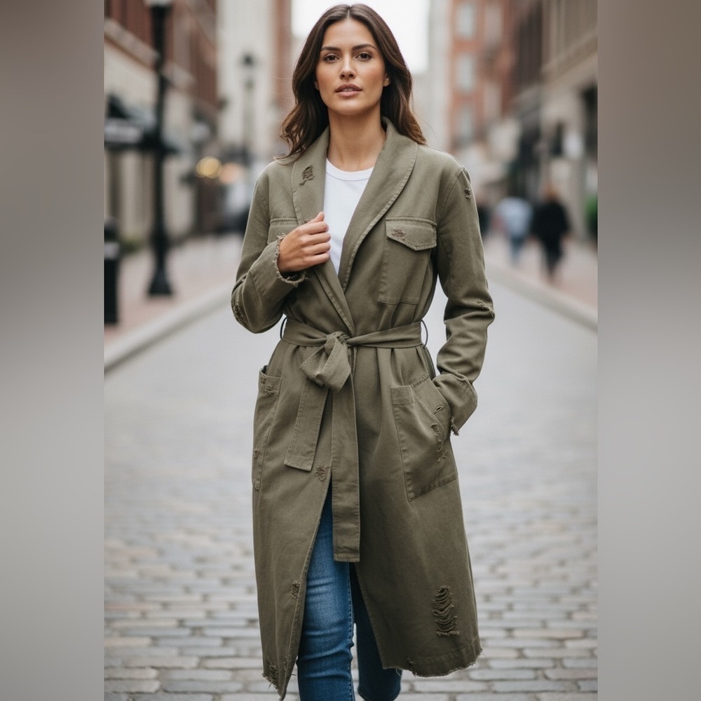 Alexander Wang Khaki Women's Trench Coat - Casual Streetwear- Size L